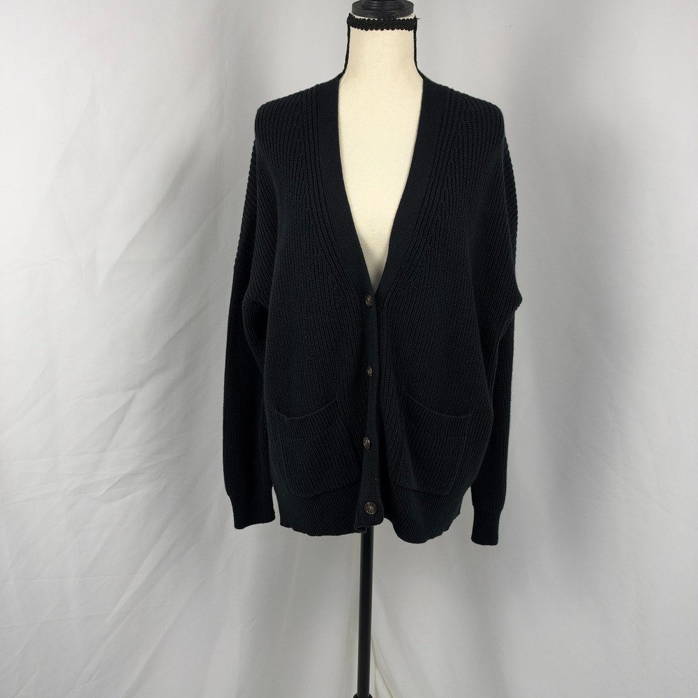J.Crew Cotton Cashmere Blend Black Cardigan Women Small AX752